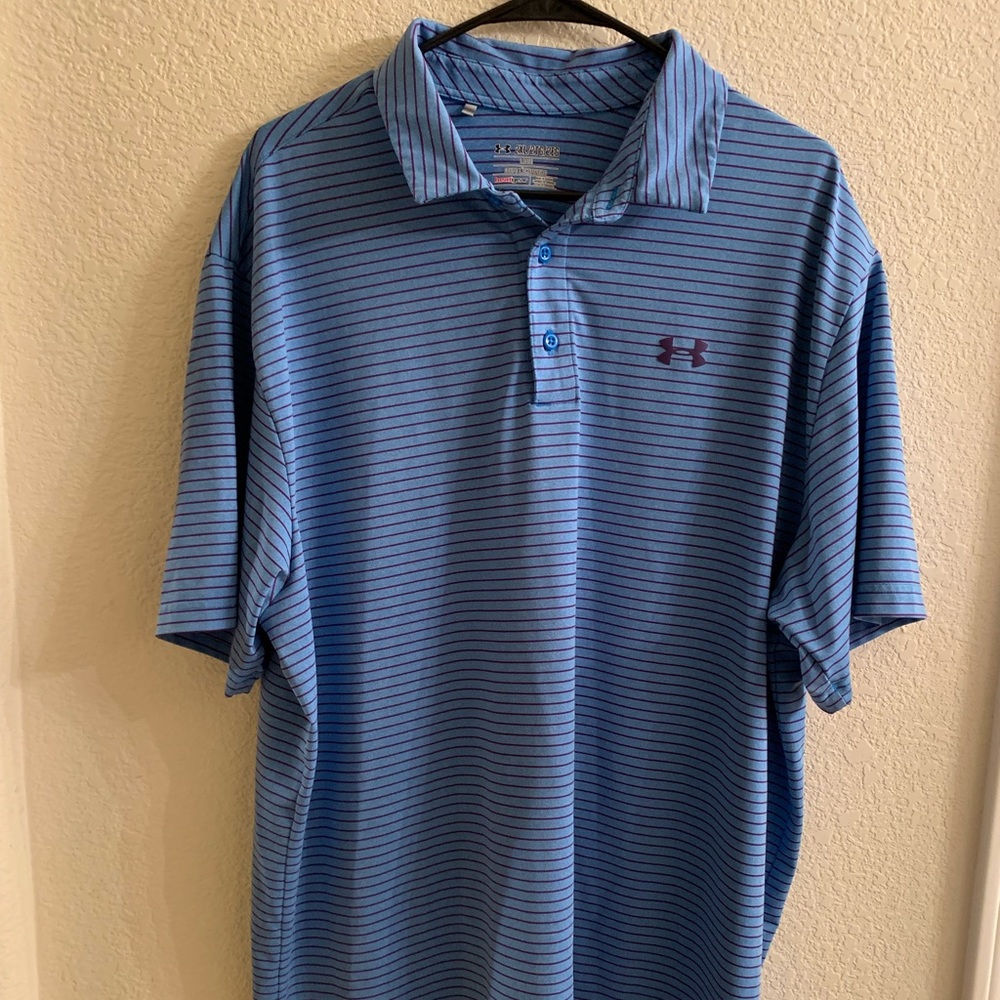 Men’s Under Armour Polo Blue Purle Stripes 2XL